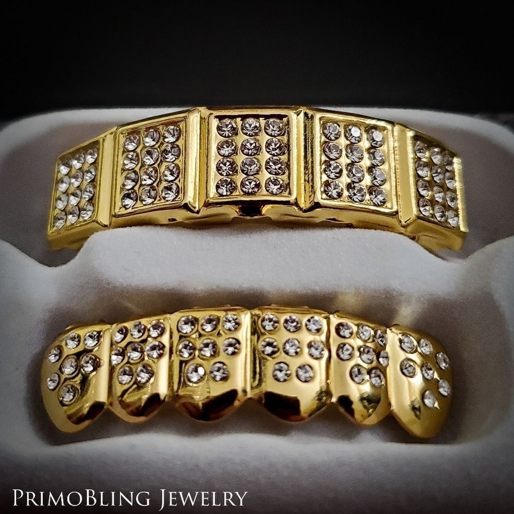 Gold top block grillz set